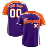 Custom Purple Orange Personalized Color Block Authentic Baseball jersey