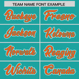 Custom Aqua Orange Personalized Color Block Authentic Baseball jersey