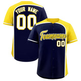 Custom Navy Gold Personalized Color Block Authentic Baseball jersey
