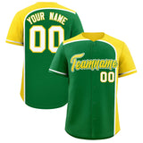 Custom Kelly Green Gold Personalized Color Block Authentic Baseball jersey