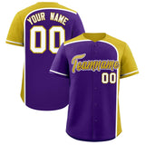 Custom Purple Old Gold Personalized Color Block Authentic Baseball jersey