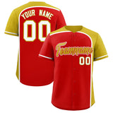Custom Red Old Gold Personalized Color Block Authentic Baseball jersey