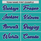 Custom Aqua Purple Personalized Color Block Authentic Baseball jersey