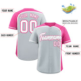 Custom Silver Pink Personalized Color Block Authentic Baseball jersey