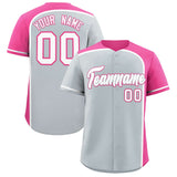 Custom Silver Pink Personalized Color Block Authentic Baseball jersey