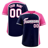 Custom Navy Pink Personalized Color Block Authentic Baseball jersey