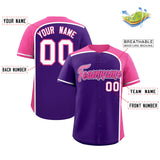 Custom Purple Pink Personalized Color Block Authentic Baseball jersey