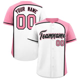 Custom White Light Pink Personalized Color Block Authentic Baseball jersey