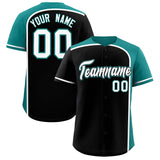 Custom Black Aqua Personalized Color Block Authentic Baseball jersey
