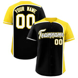 Custom Black Gold Personalized Color Block Authentic Baseball jersey