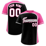 Custom Black Pink Personalized Color Block Authentic Baseball jersey