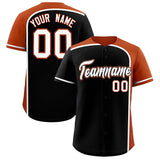 Custom Black Texas Orange Personalized Color Block Authentic Baseball jersey