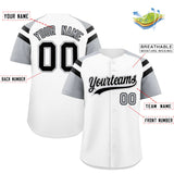 Custom White Silver Contrast Raglan Sleeves Authentic Baseball Jersey
