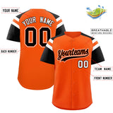 Custom Orange Black Contrast Raglan Sleeves Authentic Baseball Jersey