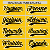 Custom Gold Black Contrast Raglan Sleeves Authentic Baseball Jersey