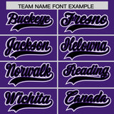 Custom Purple Black Contrast Raglan Sleeves Authentic Baseball Jersey