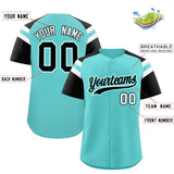 Custom Bright Green Black Contrast Raglan Sleeves Authentic Baseball Jersey