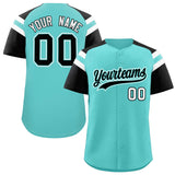 Custom Bright Green Black Contrast Raglan Sleeves Authentic Baseball Jersey