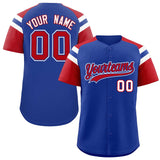 Custom Royal Red Contrast Raglan Sleeves Authentic Baseball Jersey