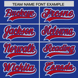 Custom Royal Red Contrast Raglan Sleeves Authentic Baseball Jersey