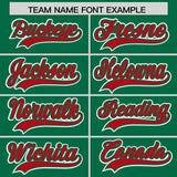 Custom Kelly Green Red Contrast Raglan Sleeves Authentic Baseball Jersey