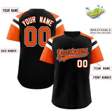 Custom Black Orange Contrast Raglan Sleeves Authentic Baseball Jersey