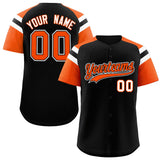 Custom Black Orange Contrast Raglan Sleeves Authentic Baseball Jersey