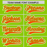 Custom Neon Green Orange Contrast Raglan Sleeves Authentic Baseball Jersey