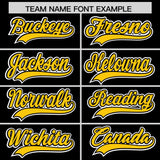 Custom Black Gold Contrast Raglan Sleeves Authentic Baseball Jersey