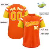 Custom Orange Gold Contrast Raglan Sleeves Authentic Baseball Jersey