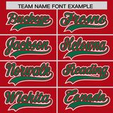 Custom Red Kelly Green Contrast Raglan Sleeves Authentic Baseball Jersey