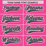 Custom Pink Kelly Green Contrast Raglan Sleeves Authentic Baseball Jersey