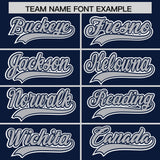 Custom Navy Silver Contrast Raglan Sleeves Authentic Baseball Jersey