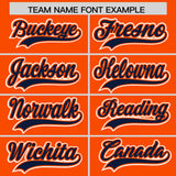 Custom Orange Navy Contrast Raglan Sleeves Authentic Baseball Jersey