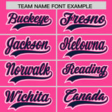 Custom Pink Navy Contrast Raglan Sleeves Authentic Baseball Jersey