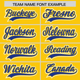 Custom Gold Royal Contrast Raglan Sleeves Authentic Baseball Jersey