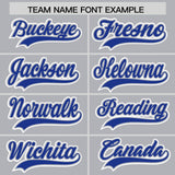 Custom Silver Royal Contrast Raglan Sleeves Authentic Baseball Jersey