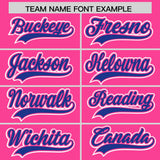 Custom Pink Royal Contrast Raglan Sleeves Authentic Baseball Jersey