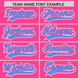 Custom Pink Powder Blue Contrast Raglan Sleeves Authentic Baseball Jersey