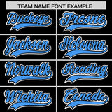 Custom Black Powder Blue Contrast Raglan Sleeves Authentic Baseball Jersey