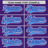 Custom Purple Powder Blue Contrast Raglan Sleeves Authentic Baseball Jersey