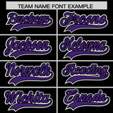 Custom Black Purple Contrast Raglan Sleeves Authentic Baseball Jersey