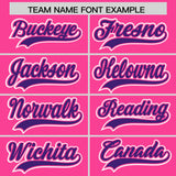 Custom Pink Purple Contrast Raglan Sleeves Authentic Baseball Jersey