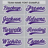 Custom Silver Purple Contrast Raglan Sleeves Authentic Baseball Jersey