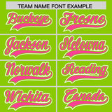 Custom Neon Green Pink Contrast Raglan Sleeves Authentic Baseball Jersey