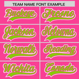 Custom Pink Neon Green Contrast Raglan Sleeves Authentic Baseball Jersey