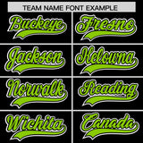 Custom Black Neon Green Contrast Raglan Sleeves Authentic Baseball Jersey