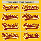 Custom Gold Crimson Contrast Raglan Sleeves Authentic Baseball Jersey