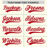 Custom Cream Red Contrast Raglan Sleeves Authentic Baseball Jersey