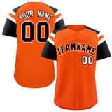 Custom Orange Black Contrast Raglan Sleeves Authentic Baseball Jersey